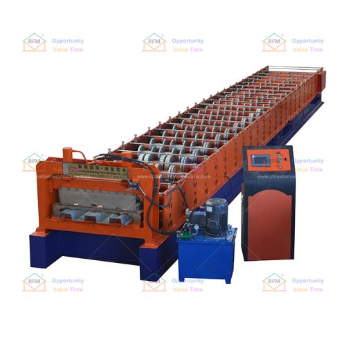 Decking floor forming machine